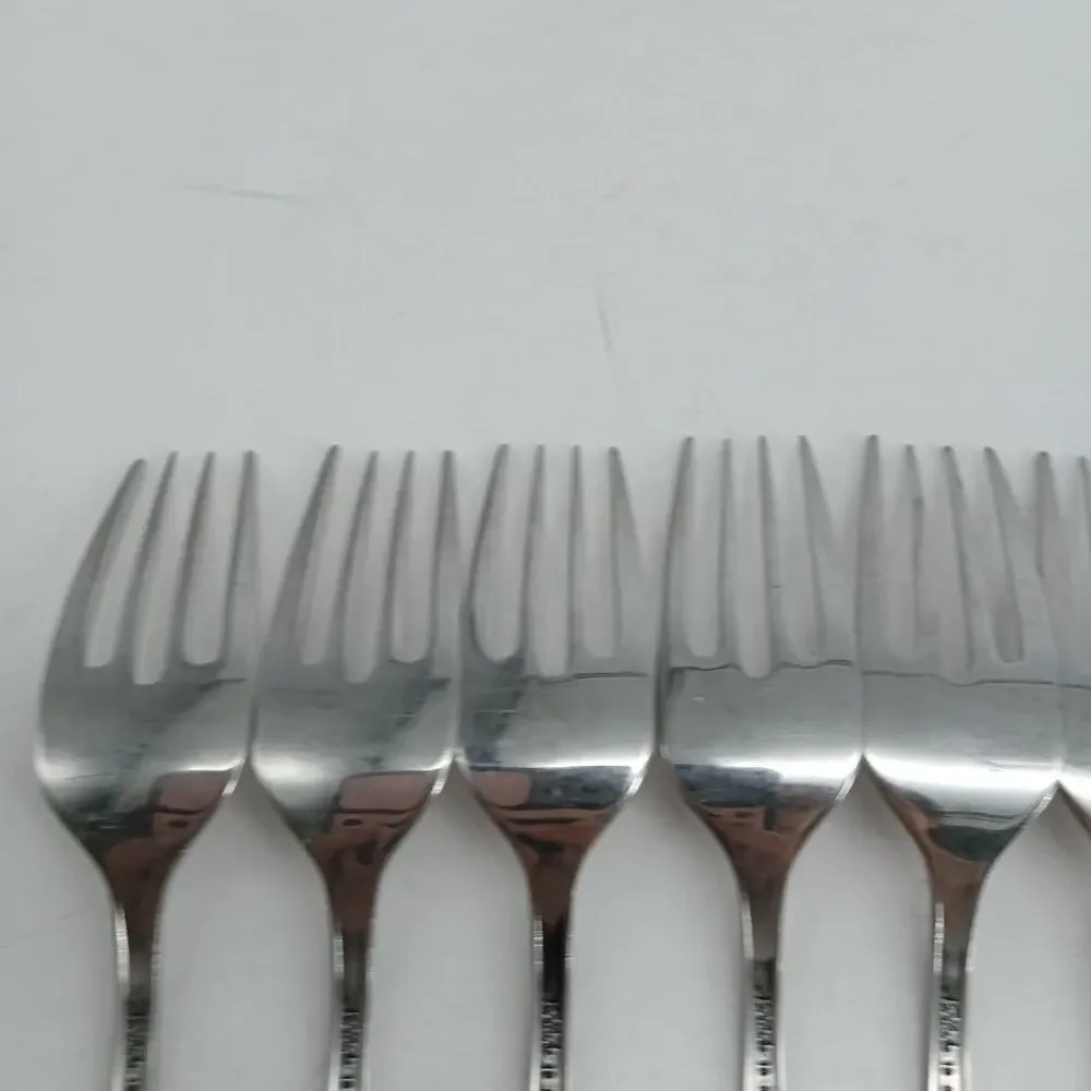 7X SF Vtg Noritake 18-8 Stainless Japan Sylvia Flatware Salad Forks Silverware